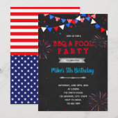 7月の誕生日花火パーティ 招待状 (正面/裏面)