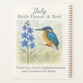 7月の誕生日 鳥 ブルー 花 Vintage インスピレーション プランナー手帳 (裏面)