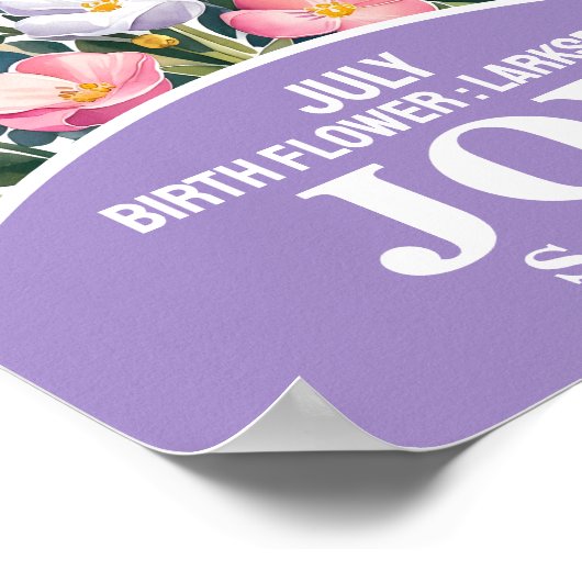 7月の誕生月の花 キリスト教の幼児アート ポスター (角)