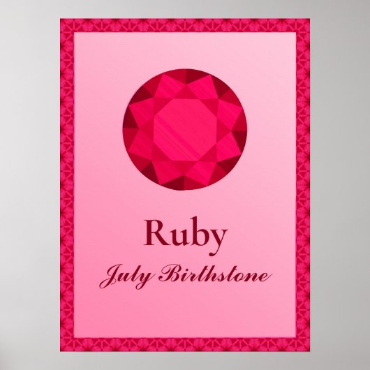 7月の誕生石イラストレーション- Ruby Poster ポスター (正面)