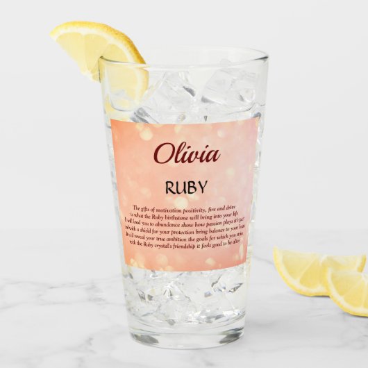 7月の誕生石ルビーデザイン タンブラーグラス (アイス正面)