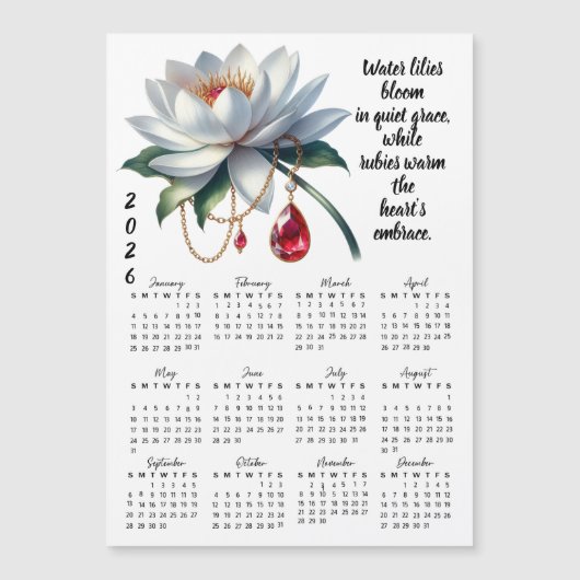 7月の誕生花と誕生石のカレンダー (正面)