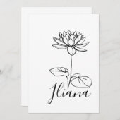 7月の誕生花のカスタム睡蓮のギフトです。 招待状 (正面/裏面)