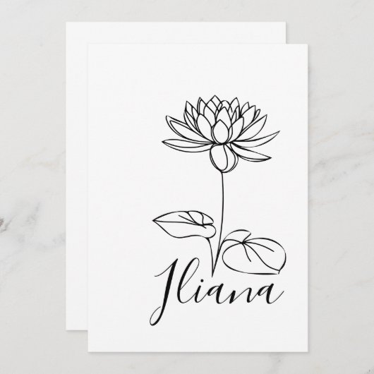 7月の誕生花のカスタム睡蓮のギフトです。 招待状 (正面/裏面)