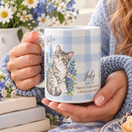 7月の誕生花デルフィニウムと猫のブライズメイド コーヒーマグカップ
