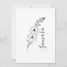 7月の誕生花 デルフィニウムの特別なギフト 出生記念に 招待状