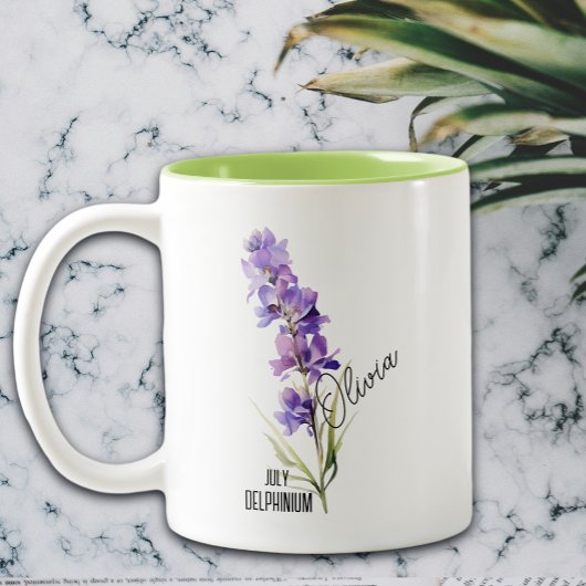 7月の誕生花 デルフィニウム 名前入り ツートーンマグカップ