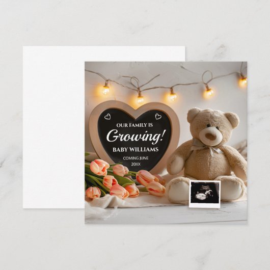 7月の誕生花　妊娠発表 招待状 (正面/裏面)