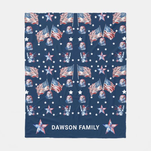 7月の豪華な愛国心パーソナライズされた4日 フリースブランケット (正面)