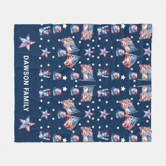 7月の豪華な愛国心パーソナライズされた4日 フリースブランケット (正面(横))