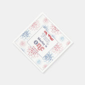 7月の赤い青4日の花火第1の誕生日パーティー スタンダードカクテルナプキン (角)