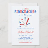 7月の赤ちゃんシャワーの小さな爆竹4 招待状 (正面)