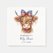 7月の赤ちゃんシャワーの愛国的な高地の牛4th スタンダードカクテルナプキン (正面)