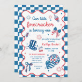 7月の赤ちゃんシャワーの4番目の方法で爆竹 招待状 (正面/裏面)