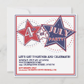 7月の赤白青の第4はパーティの招待状を主演します 招待状 (正面)