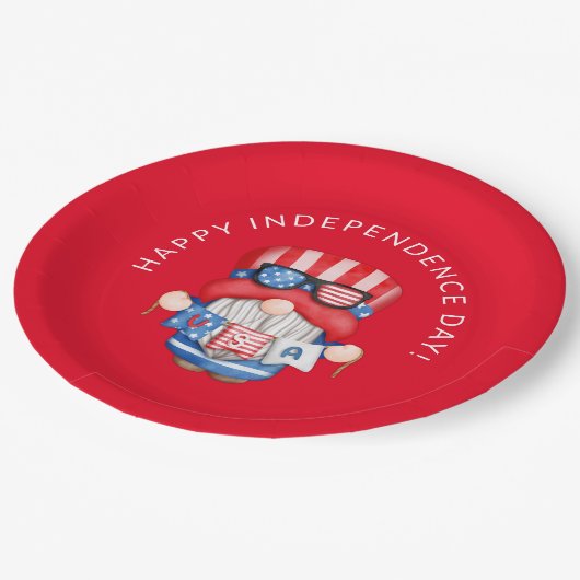7月の赤4日格言独立記念日パーティー ペーパープレート (アングル)