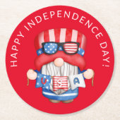 7月の赤4日格言独立記念日パーティー ラウンドペーパーコースター (正面)