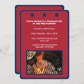 7月の赤4thハンバーガーバーベキュー招待状 招待状 (正面/裏面)