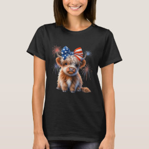 7月の農夫の愛国的な高地の牛コケット4th tシャツ