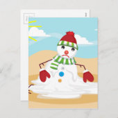 7月の雪だるまのクリスマス シーズンポストカード (正面/裏面)