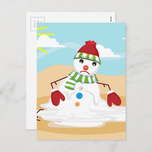 7月の雪だるまのクリスマス シーズンポストカード (正面/裏面)