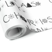 7月の雪片の白黒クリスマス ラッピングペーパー (ロールコーナー)