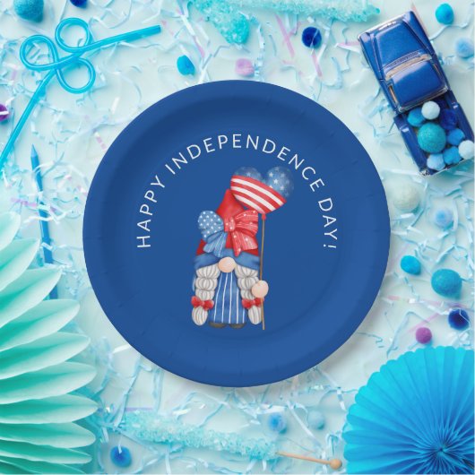 7月の青4日格言独立記念日パーティーページ ペーパープレート (パーティー)