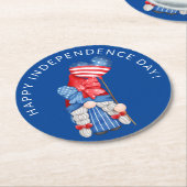7月の青4日格言独立記念日パーティー ラウンドペーパーコースター (アングル)