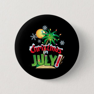 7月の面白いクリスマスTシャツ 夏のビーチ バケーション 缶バッジ