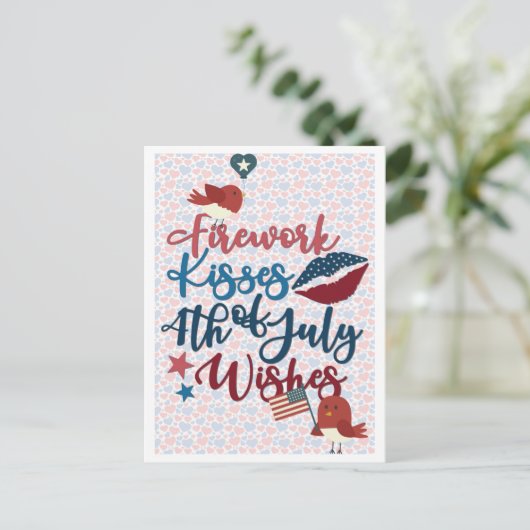 7月の願いを通して愛らしい愛国心を持つ4回目 ポストカード (スタンド正面)