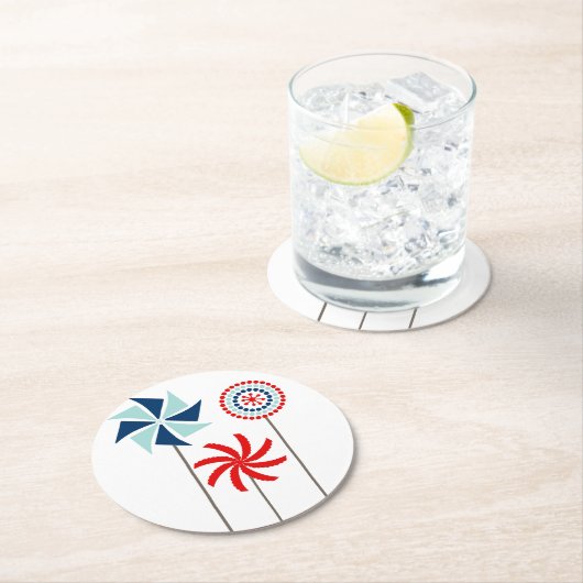 7月の風車のコースターの愛国心が強い第4 ラウンドペーパーコースター (インサイチュ)