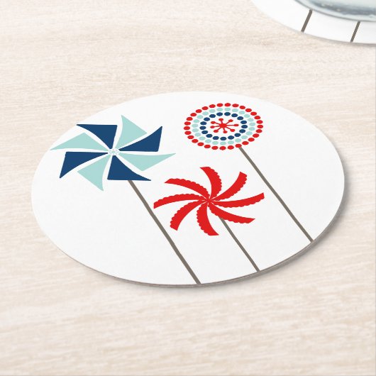 7月の風車のコースターの愛国心が強い第4 ラウンドペーパーコースター (アングル)