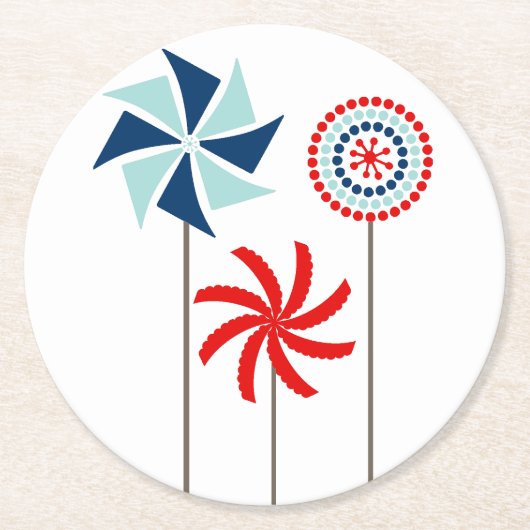 7月の風車のコースターの愛国心が強い第4 ラウンドペーパーコースター (正面)