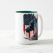 7月の馬の愛国馬アメリカ国旗4日 ツートーンマグカップ (正面右)