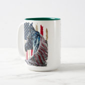 7月の馬の愛国馬アメリカ国旗4日 ツートーンマグカップ (正面左)