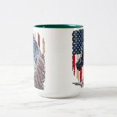 7月の馬の愛国馬アメリカ国旗4日 ツートーンマグカップ (中央)