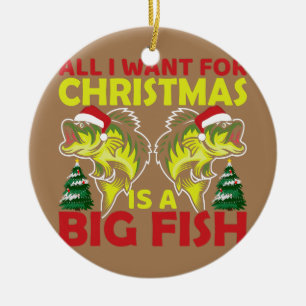 7月の魚釣りクリスマスカッコいいおもしろい セラミックオーナメント