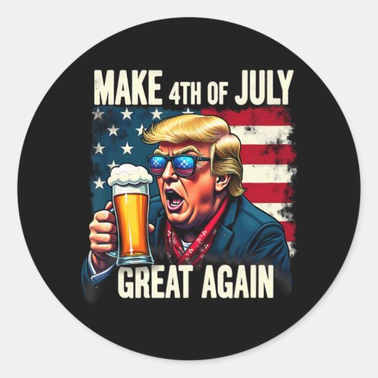 7月の4日に再びトランプ素晴らしビール飲み1 ラウンドシール (正面)