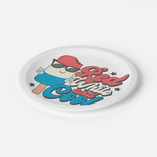 7月の4日の赤い白とポプシクルクール ペーパープレート (アングル)