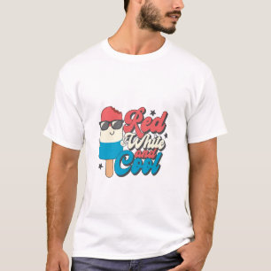 7月の4日の赤い白とポプシクルクール Tシャツ