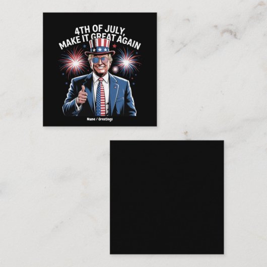 7月の4日を再びトランプ素晴らし愛国者にする スクエア名刺 (正面/裏面)
