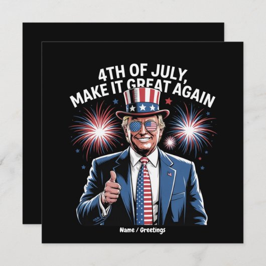 7月の4日を再びトランプ素晴らし愛国者にする 招待状 (正面/裏面)