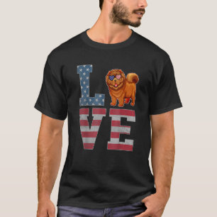 7月の4日デコ愛国愛チャウチャウドッグアメ Tシャツ