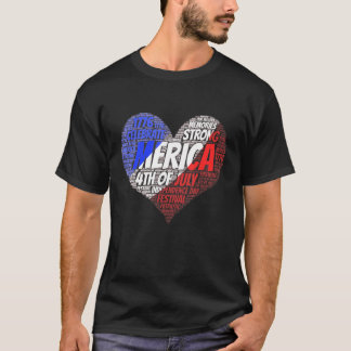 7月の4日ハート独立記念日アメリカ合衆国フロリダ Tシャツ