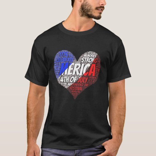7月の4日ハート独立記念日アメリカ合衆国フロリダ Tシャツ (正面)