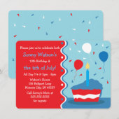 7月の4日誕生日パーティーの招待状 招待状 (正面/裏面)