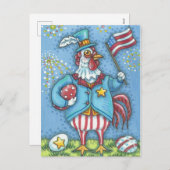 7月の4日鶏の休日の鶏はがき シーズンポストカード (正面/裏面)