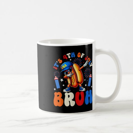 7月の4日Bruh Dabbing Hot Dog Usa Pa コーヒーマグカップ (右)