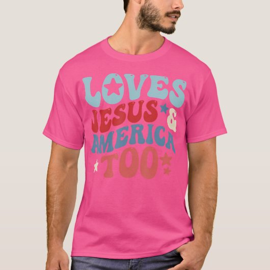 7月の4番目のGroovy神のイエスとアメリカを愛する Tシャツ (正面)