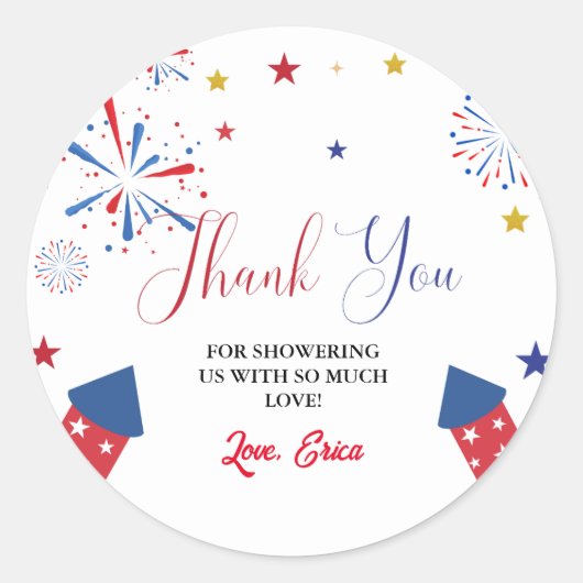 7月の4t独立ベビーシャワーありがとう ラウンドシール (正面)